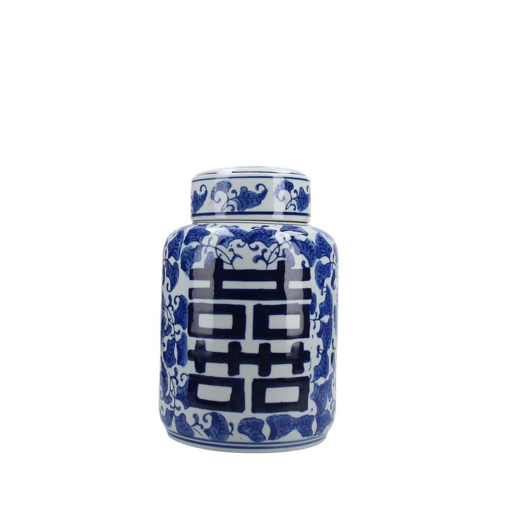 JARRÓN CERÁMICA AZUL & BLANCO II