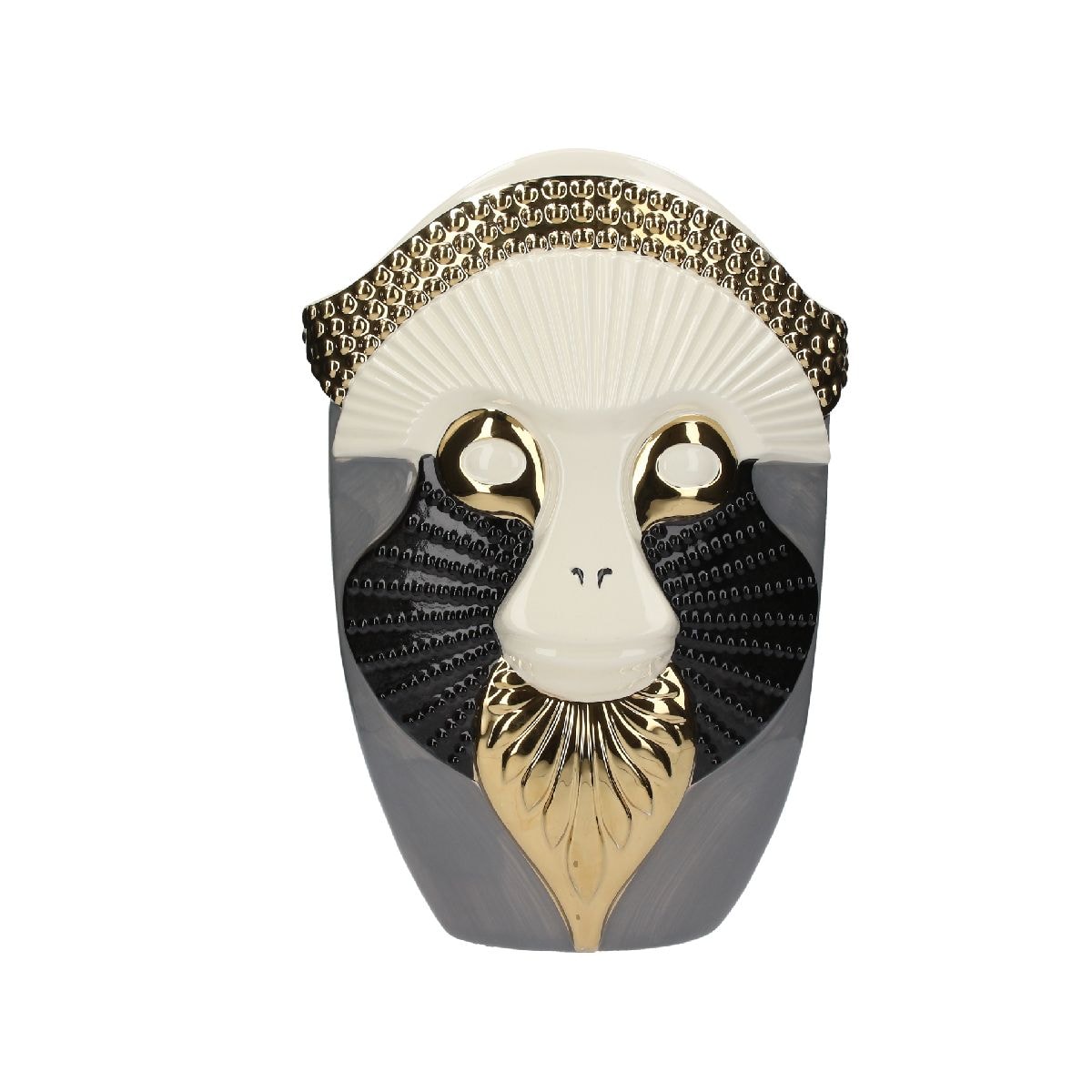 Florero Monkey Figurine Gray & White